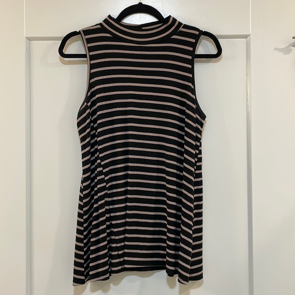 Black and cafe striped blouse